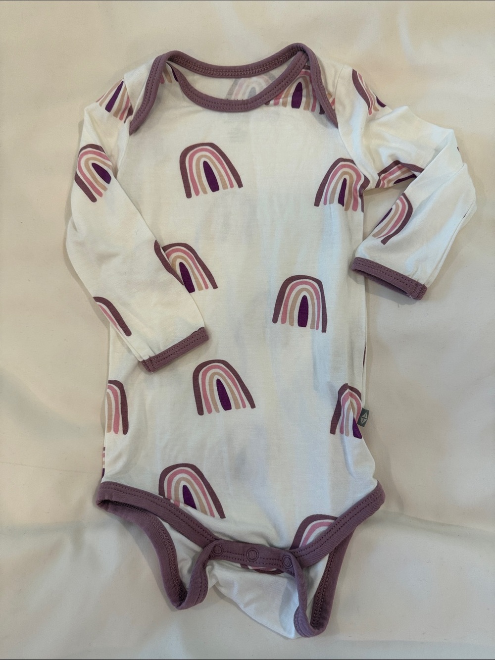 NWOT Kyte baby Long Sleeve Rainbow One-Piece Bodysuit - Mauve Trim